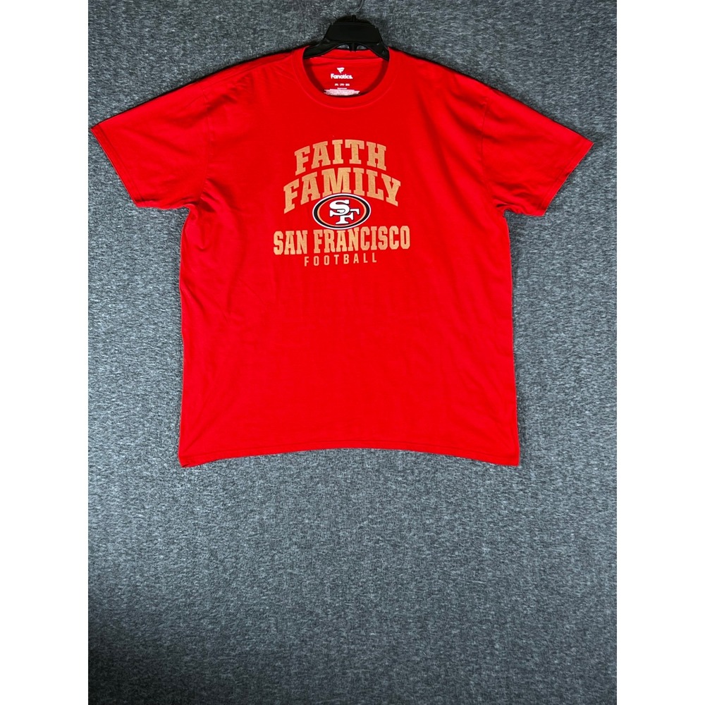 Fanatics Mens‎ San Francisco 49ers Faith Family Football Graphic T-Shirt Red 2XL